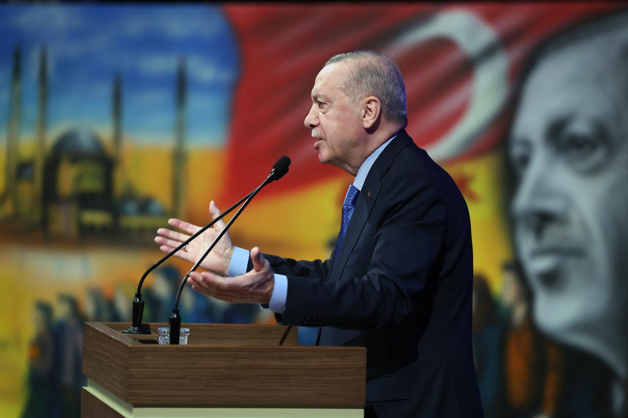 President Erdogan makes a speech during AK Youth Strategy and Consultation Camp closing event on August 13, 2025 in Ankara, Türkiye. (Photo via TUR Presidency/Murat Cetinmuhurdar)