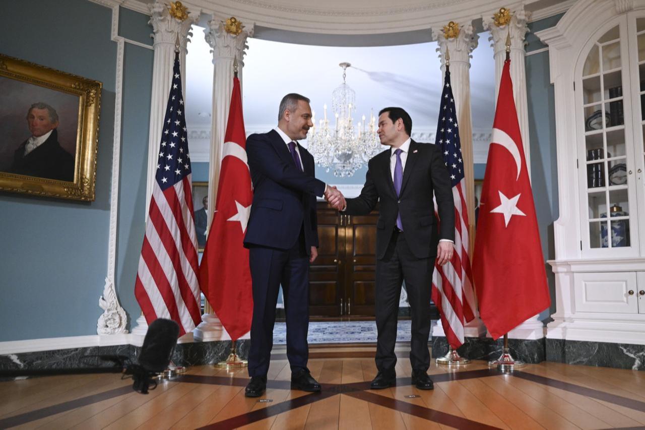 Foreign Minister Hakan Fidan and U.S. Secretary of State Secretary Marco Rubio meet in Washington, United States on March 25, 2025. (AA Photo)