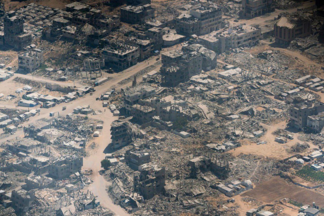 Aerial images reveal the extensive destruction of residential neighborhoods, houses, and land as a result of the ongoing war of extermination in Gaza. (Photo via X)