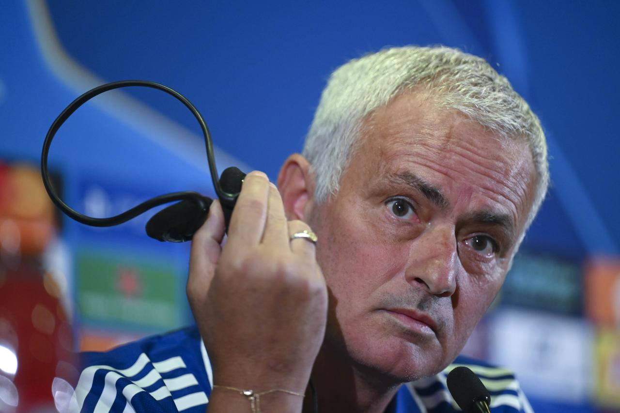 Fenerbahce head coach Jose Mourinho attends a press conference ahead of the UEFA Champions League playoff first leg match against Portugals Benfica team at the Chobani Stadium in Istanbul, Turkiye on August 19, 2025. (AA Photo)