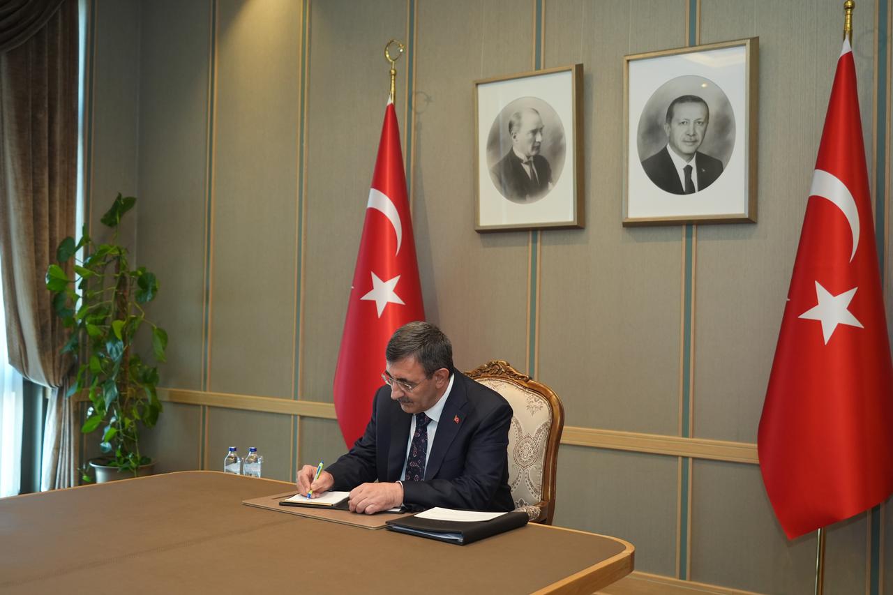 Vice President Cevdet Yilmaz attended the online "Coalition of Volunteers Leaders Meeting" on 13 August, 2025. (AA Photo)