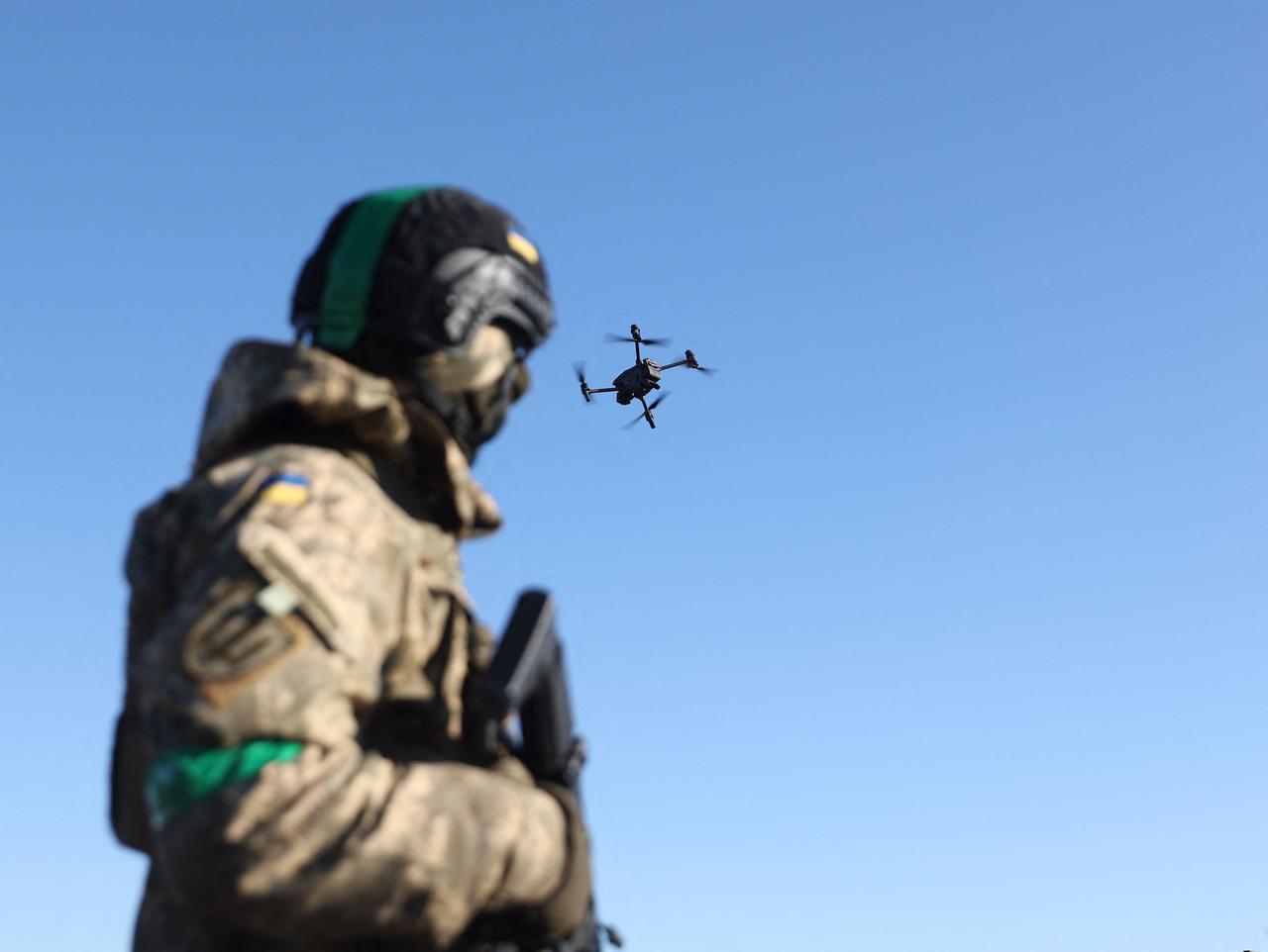 Ukrainian servicemen launch a drone on Jan. 25, 2023. (AFP Photo)