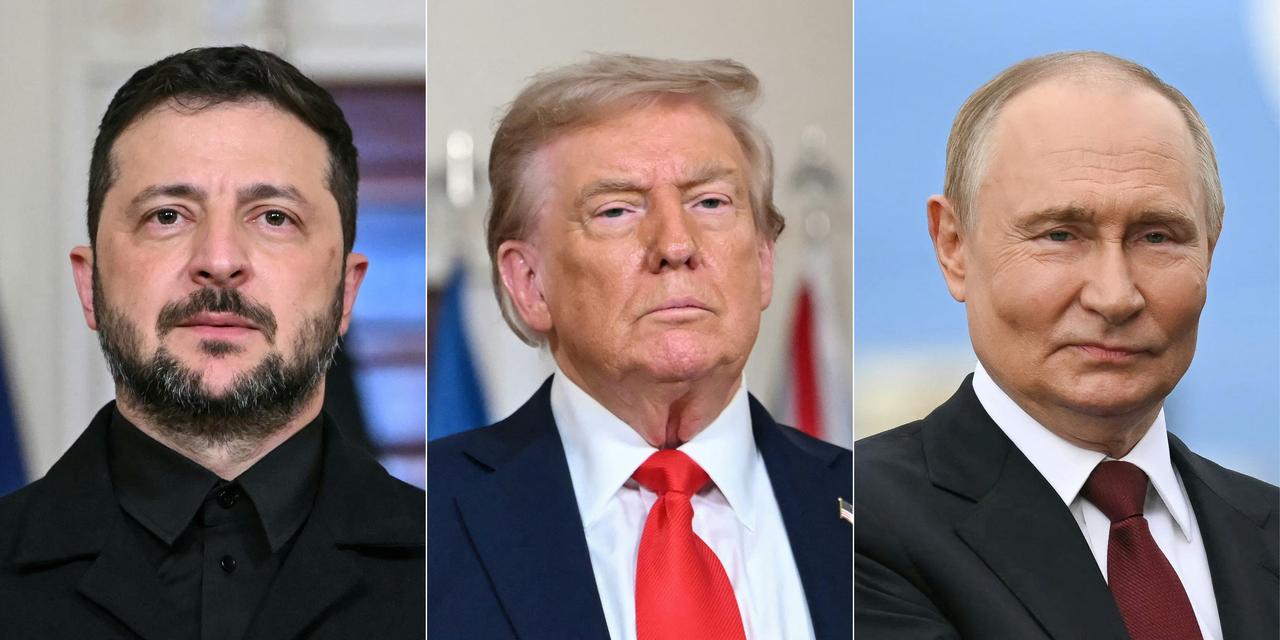 This combination of pictures created on August 18, 2025 shows US President Donald Trump, Ukrainian President Volodymyr Zelenskyy  and Russian President Vladimir Putin. (AFP Photo)