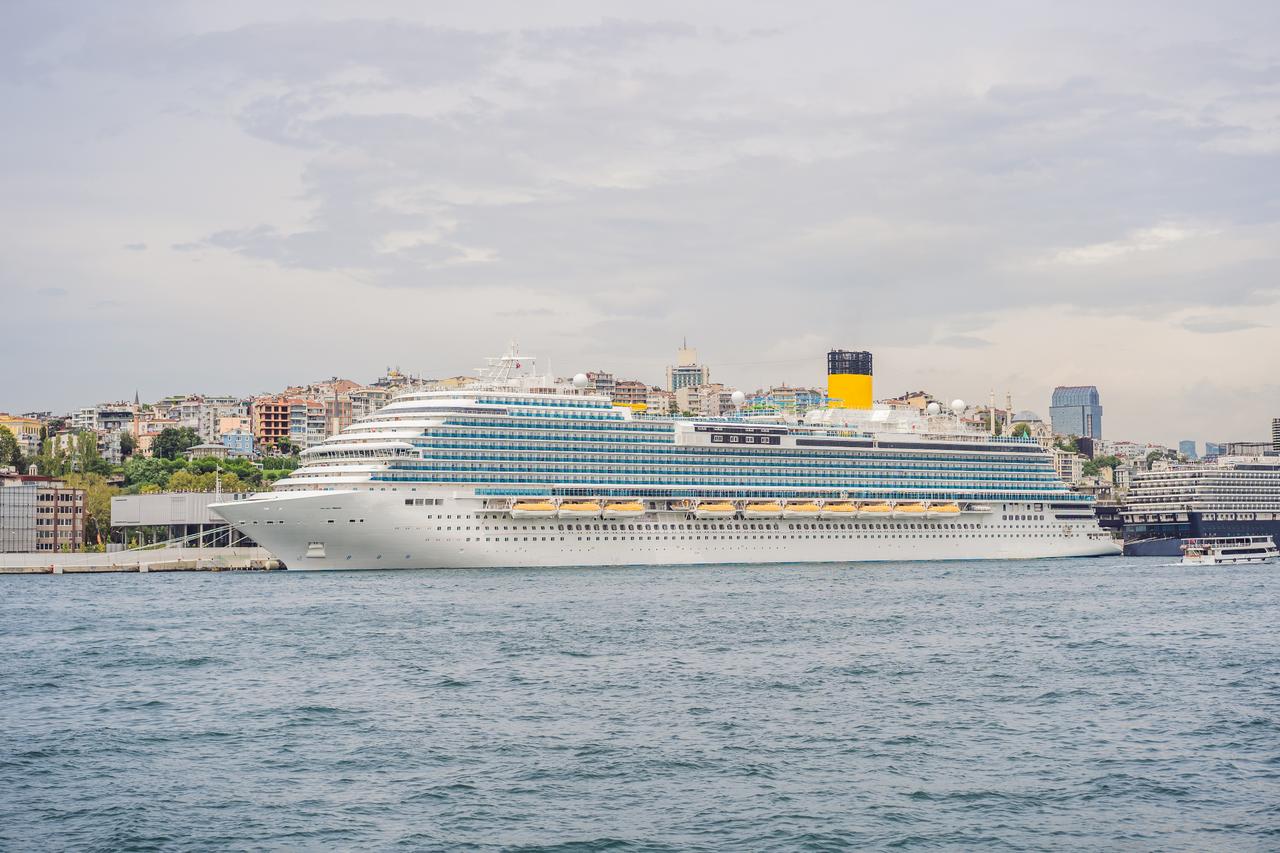 A cruise ship docked at Galataport along the Bosphorus, Istanbul, Türkiye. (Adobe Stock Photo)