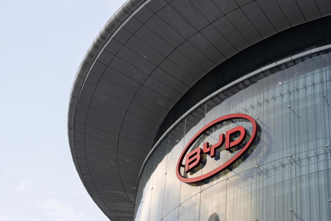 The BYD logo is seen on the exterior of one of the company’s dealership stores in Wuhan, Hubei Province, China, July 12, 2024. (Adobe Stock Photo)