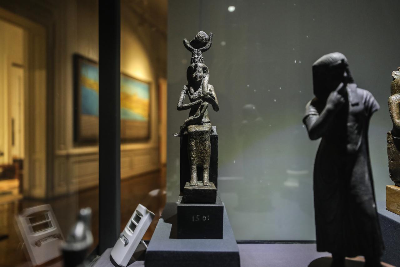 Rare statues and pottery, recovered from the depths of the Mediterranean, are displayed during the Secrets of the Sunken City exhibition at the Alexandria National Museum on August 20, 2025 in Alexandria, Egypt. (AA Photo)
