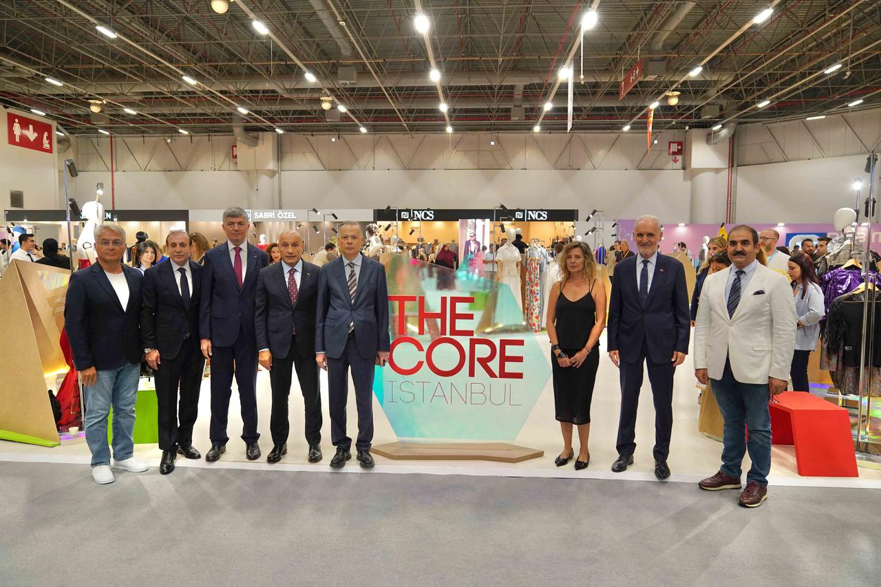 Trade and industry representatives visit “The Core Istanbul” section at the IFCO fair, showcasing Turkish designers and brands, Aug. 20, 2025. (AA Photo)