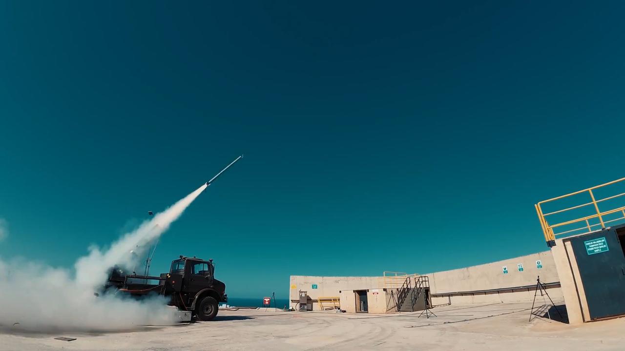 Roketsan's 122mm TRLG-122 guided artillery rocket with pickup truck launch system during its testing on August, 2025. (Photo via Roketsan)
