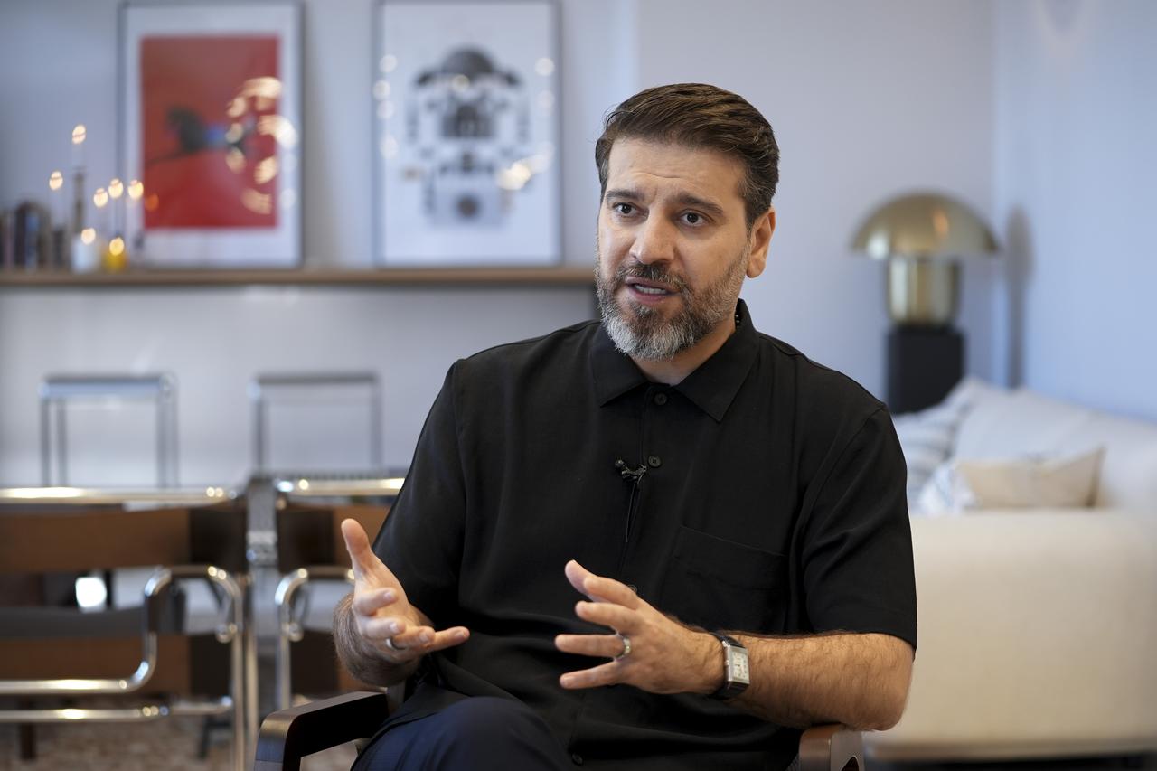 Renowned British-Azerbaijani singer Sami Yusuf speaks during an exclusive interview with Anadolu Agency about his new album to be performed for the first time in Istanbul concert, Türkiye, Aug. 19, 2025. (AA Photo)