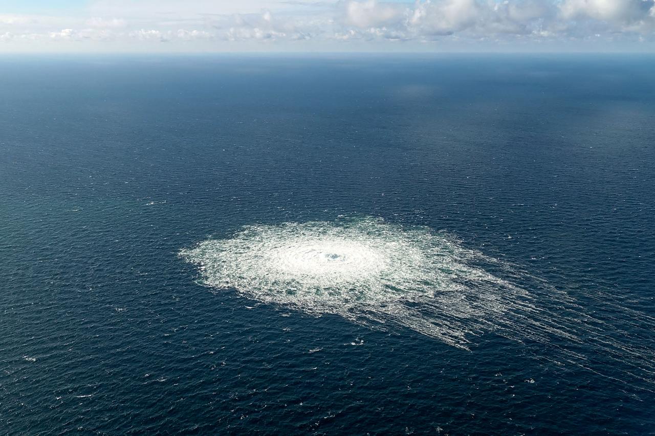 An image from Danish military shows the gas leak at the Nord Stream 2 gas pipeline on Sept. 27, 2023. (AFP Photo)