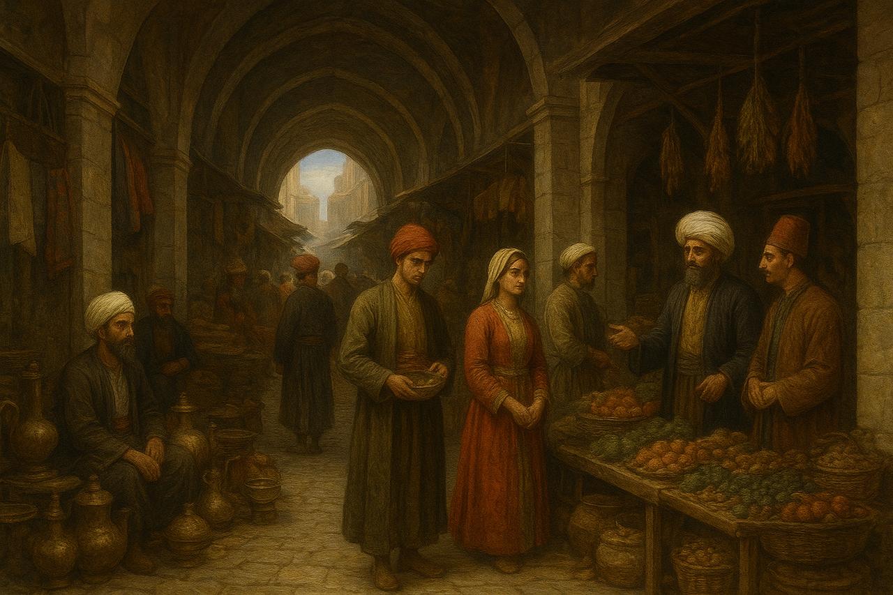 A conceptual illustration of Istanbul, inspired by Ali ibn Muhammad al-Tamkroti’s vivid account in his travelogue ( Photo generated by AI )