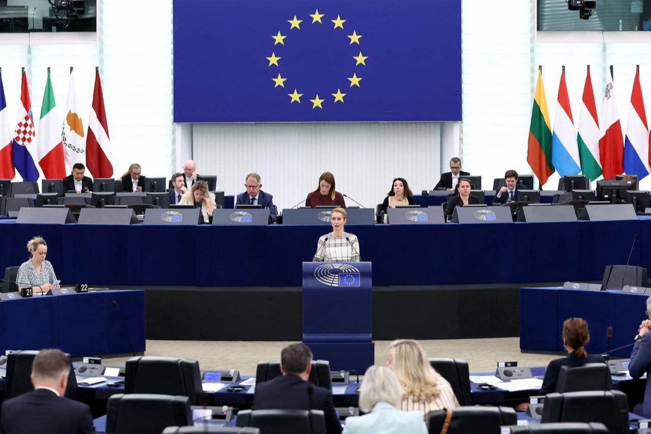 EU High Representative for Foreign Affairs and Security Policy, Kaja Kallas, speaks at the European Parliament in Strasbourg, eastern France, on June 18, 2025. (AFP Photo)