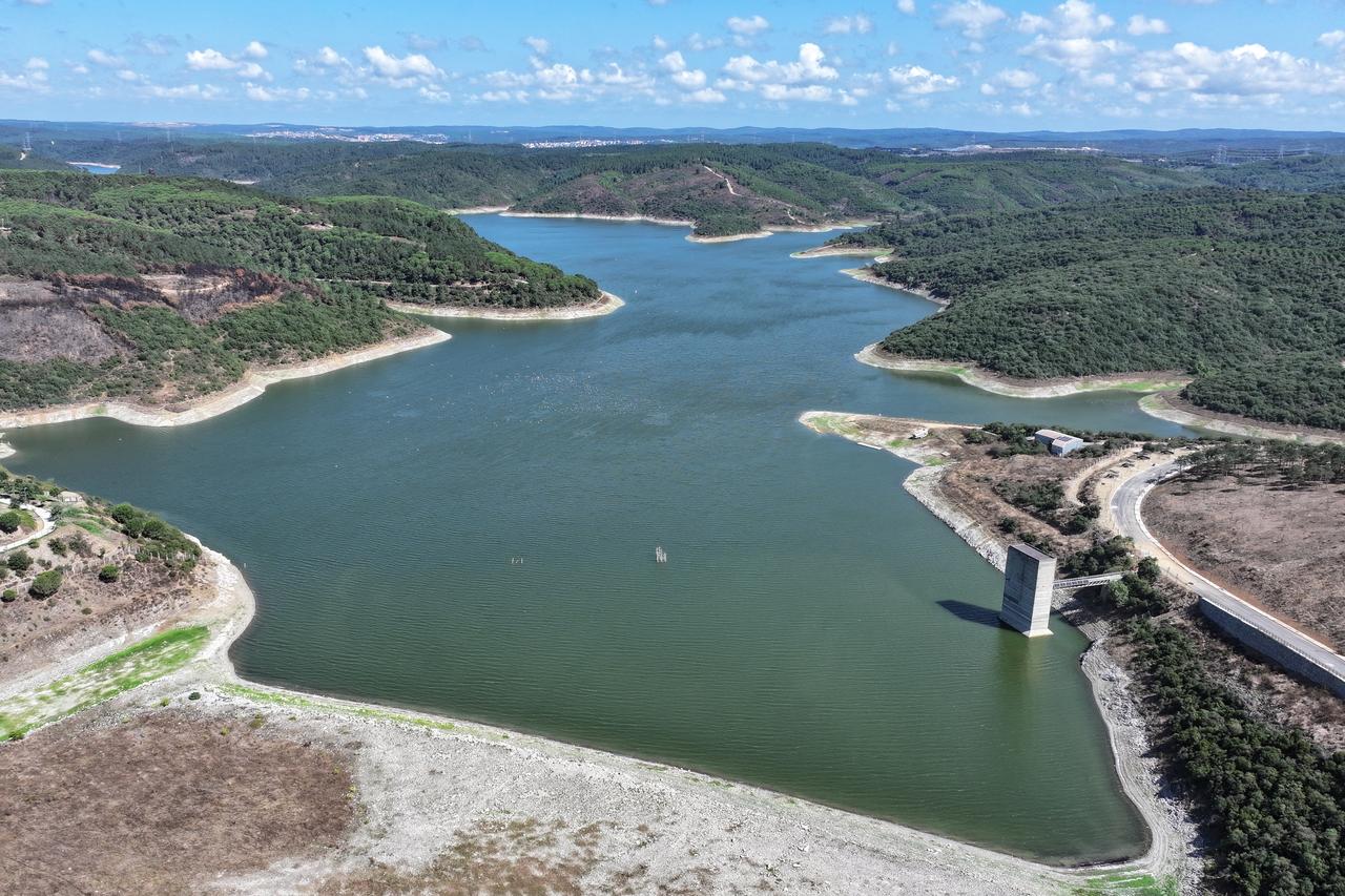 Alibey Dam, one of the reservoirs supplying water to Istanbul, Türkiye Aug. 12, 2025. (AA Photo)