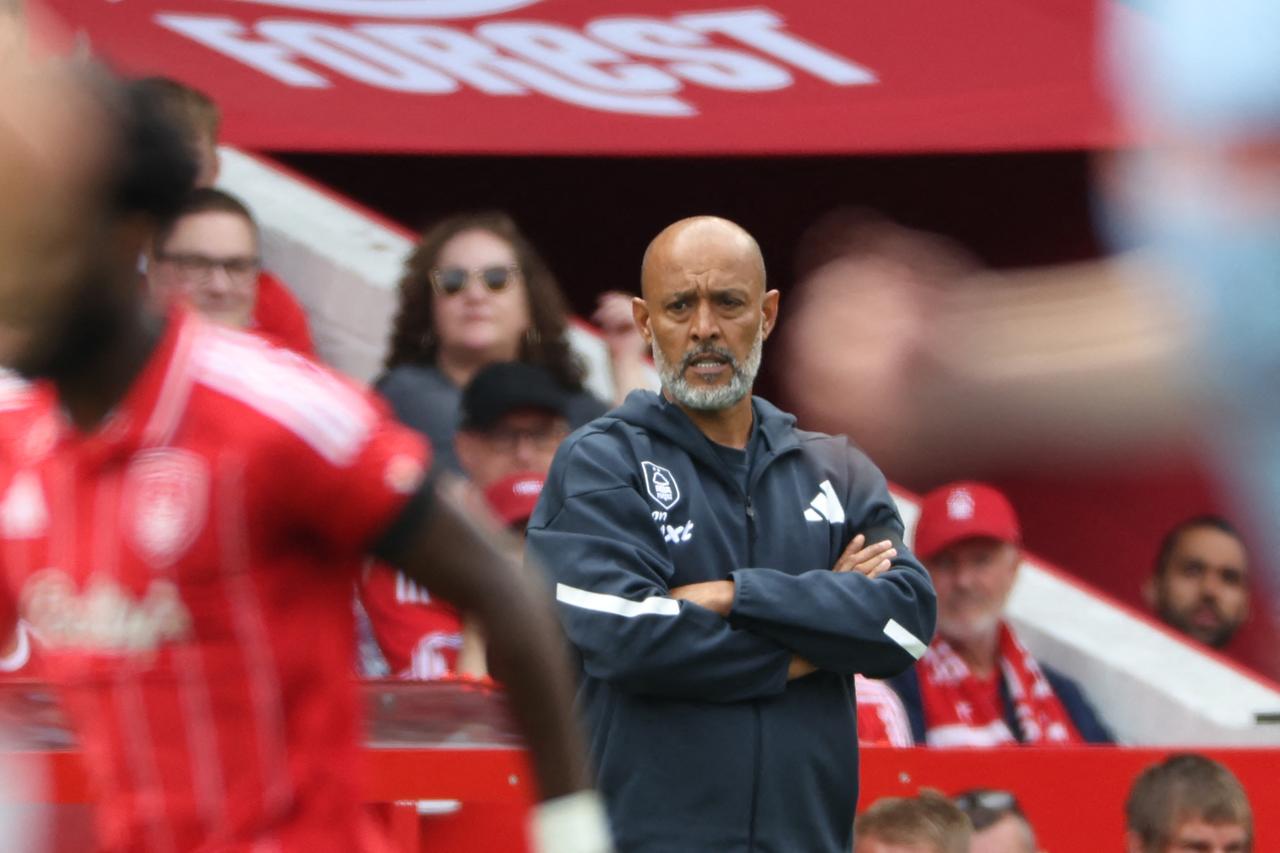 Nottingham Forest's Portuguese manager Nuno Espirito Santo looks on during the English Premier League football match between Nottingham Forest and Brentford at The City Ground in Nottingham, central England, August 17, 2025. (AFP Photo)