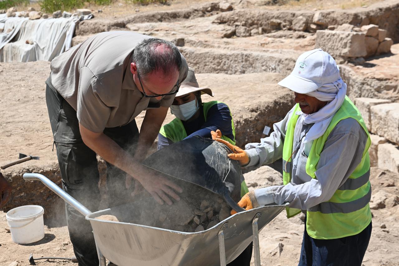 Archaeologists and workers continue excavation efforts at the ancient city of Doliche, located 10 kilometers north of Gaziantep city center, as part of a collaborative archaeological project between Türkiye’s Ministry of Culture and Tourism and the University of Munster, Aug. 5, 2025. (AA Photo)