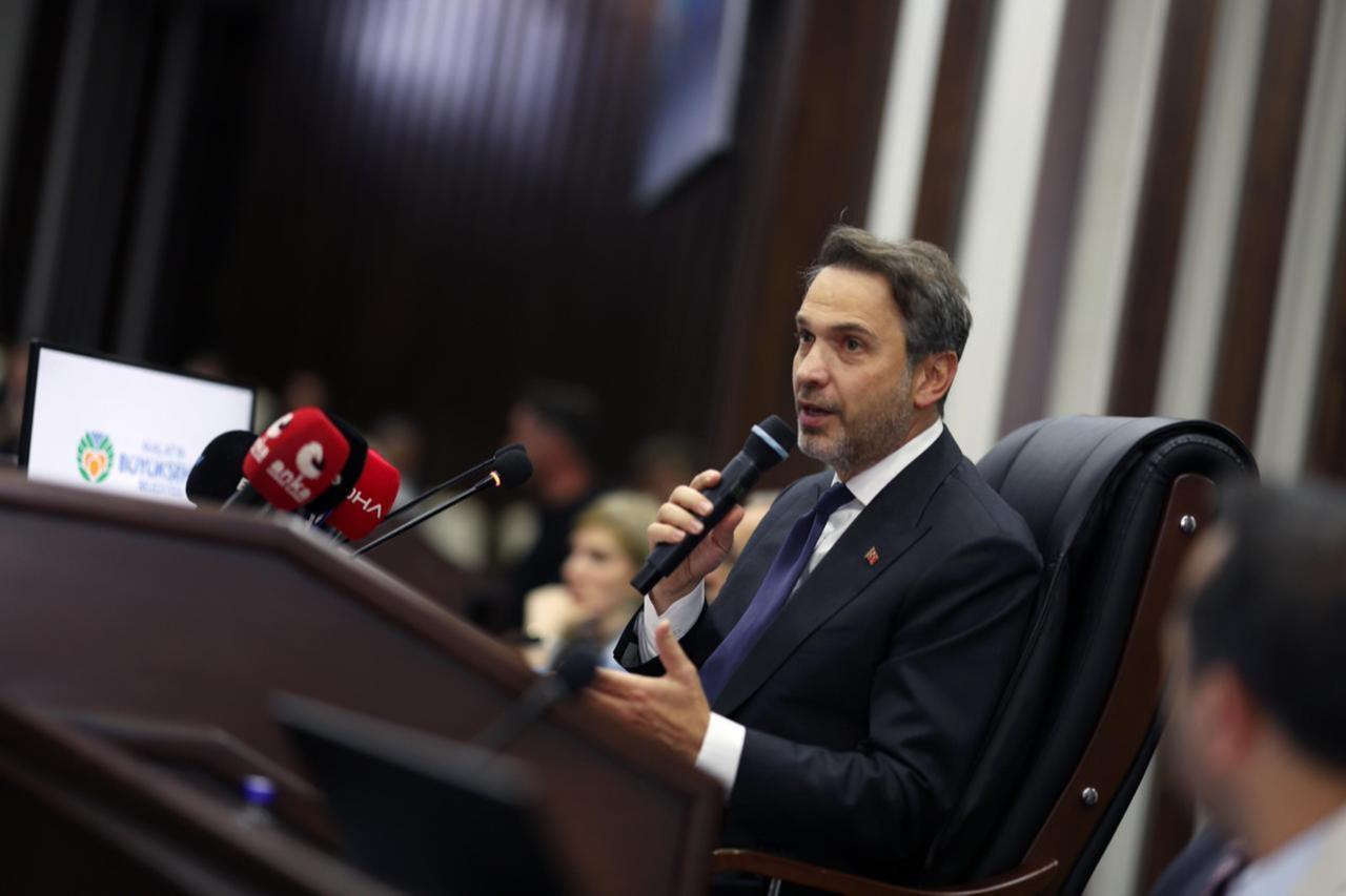 Energy and Natural Resources Minister Alparslan Bayraktar speaks during a meeting with local institutions at the Malatya Metropolitan Municipality Assembly Hall, in Malatya, Türkiye, on July 4, 2025. (AA Photo)