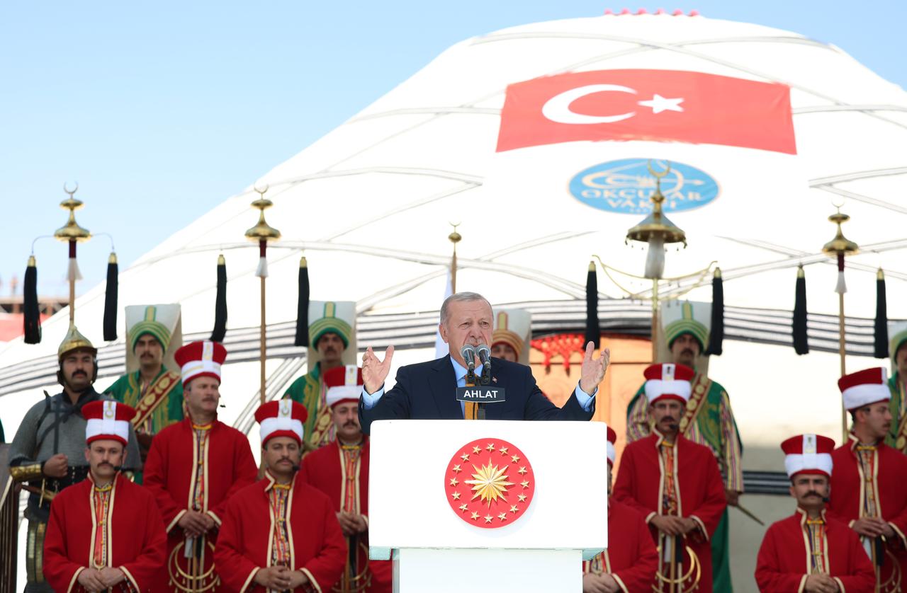 President Erdogan speaks during the Ahlat Activity Area Program at the Ahlat Recreation Area in Bitlis, Türkiye, August 25, 2025. (Photo via Turkish Presidency/Murat Kula)