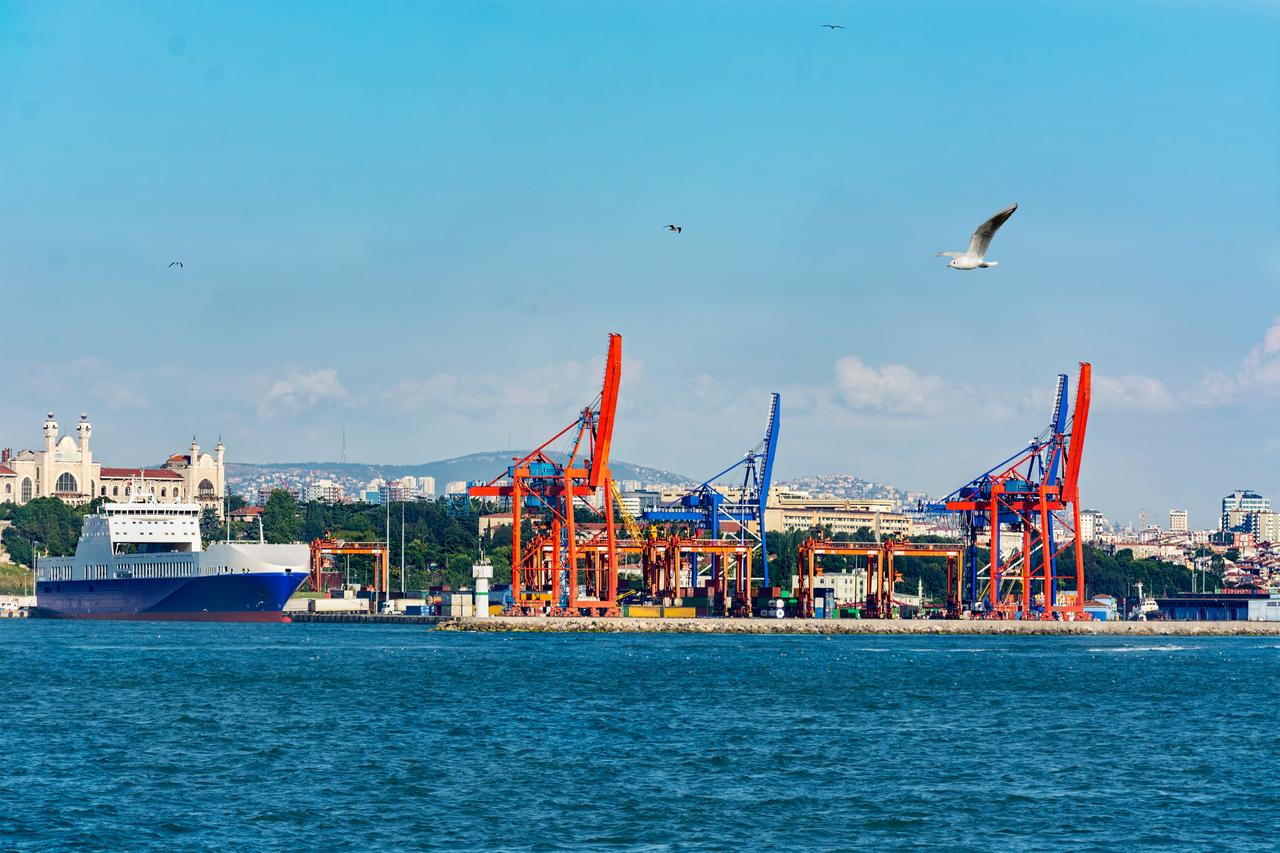 Cranes and a freight vessel at Haydarpasa Port, Istanbul, Türkiye, accessed on Aug. 25, 2025. (Adobe Stock Photo)