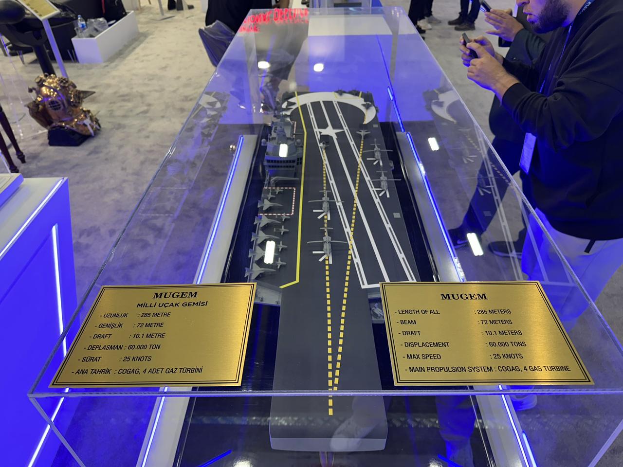 A mock-up of National Aircraft Carrier, also known as MUGEM during a defense fair on 2024. (Photo via X)