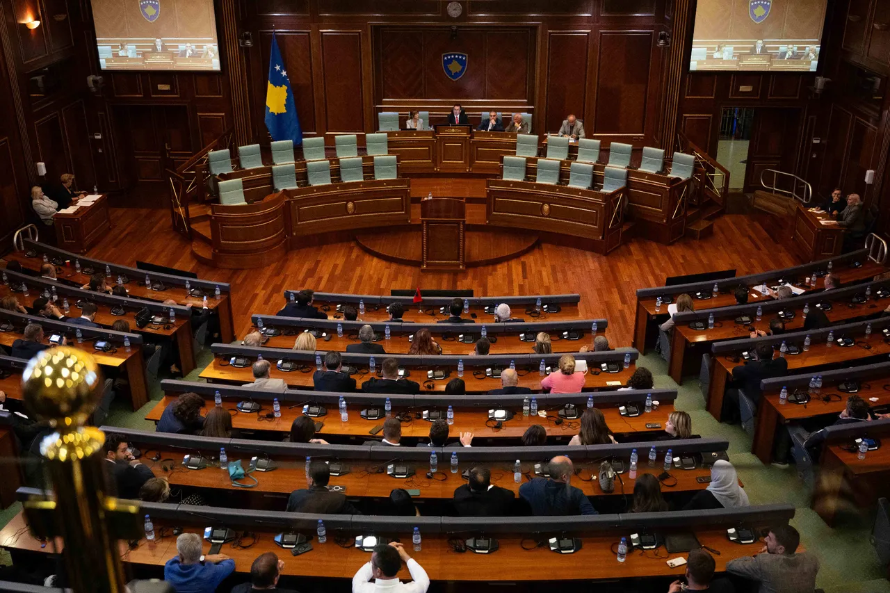 Kosovo’s newly elected parliamentary speaker, Dimal Basha (second from left), delivers his address to lawmakers during the session in Pristina, August 26, 2025. (Adobe Stock Photo)