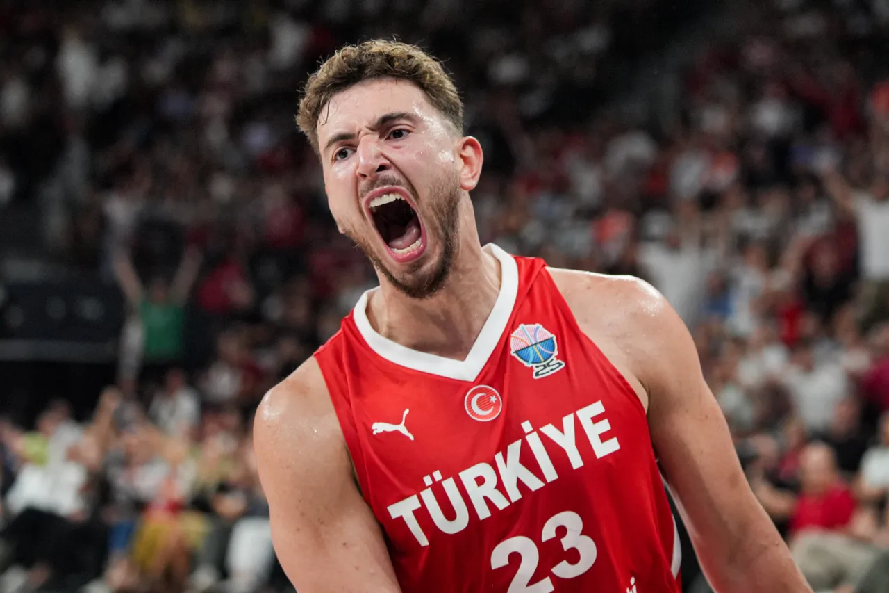 Alperen Sengun reacts during friendly basketball match between Türkiye and Montenegro at Basketball Development Center in Istanbul, Türkiye, August 23, 2025. (AA Photo)