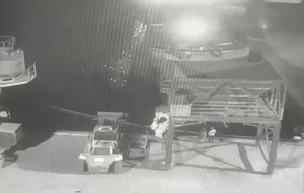 Security camera footage from the investigation file of the Yalova Chief Public Prosecutor’s Office shows the detained captain of the cargo ship, which sailed from Canakkale to Kocaeli, inspecting the vessel’s bow while in port, August 12, 2025. (IHA Photo)