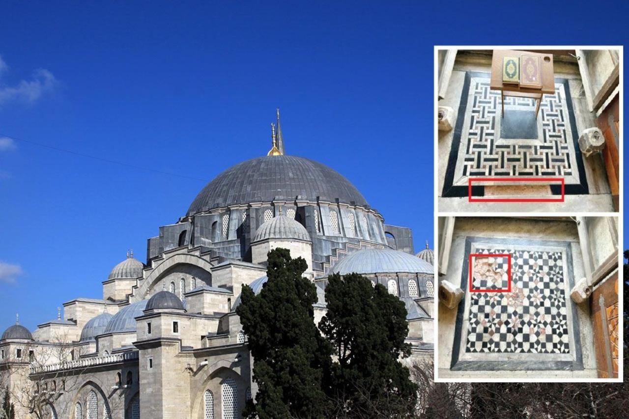 Suleymaniye Mosque in Istanbul, Türkiye, where historic stone ornaments were recently stolen despite security measures, highlighting major protection gaps in Türkiye’s imperial mosques, Aug. 26, 2025. (Photo via Türkiye daily)