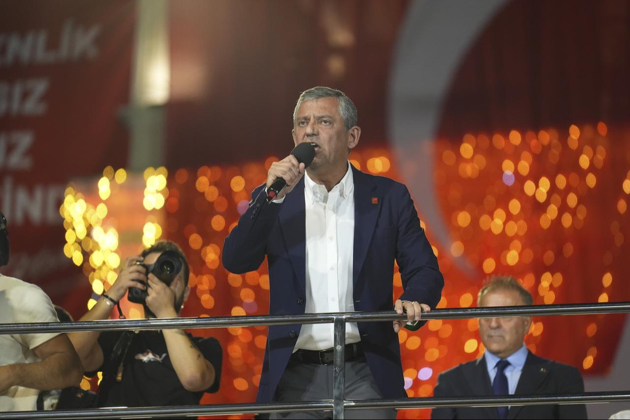Republican People’s Party (CHP) Chairman Ozgür Ozel addresses supporters during a rally in Istanbul, Türkiye, August 17, 2025. (AA Photo)