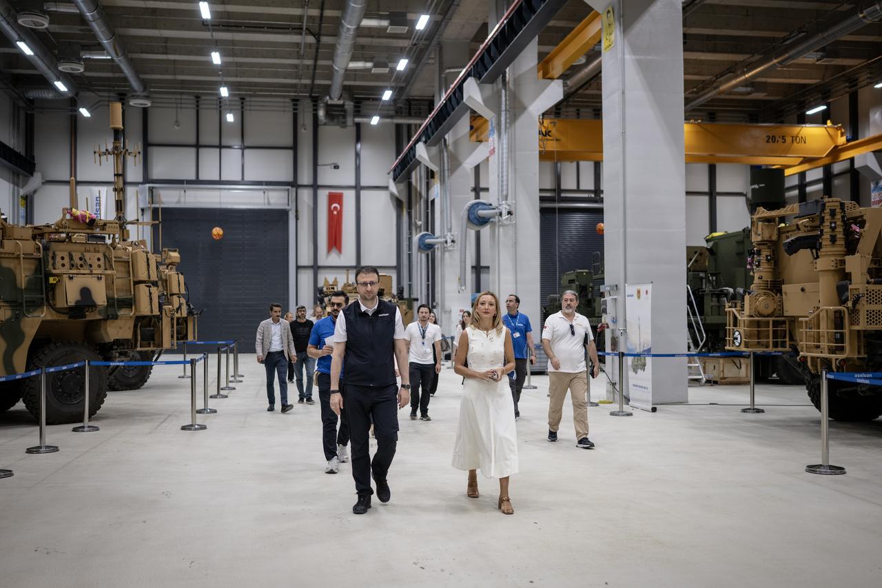 Aselsan General Manager Ahmet Akyol tours the Ogulbey Technology Base in Ankara, Türkiye, with reporters on 28 August 2025. (AA Photo)