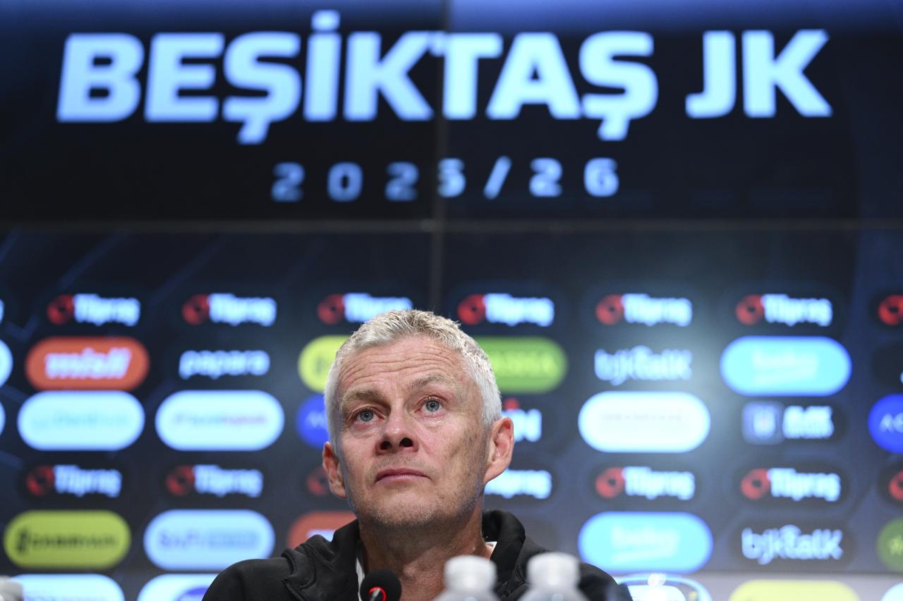 Head Coach of Besiktas Ole Gunnar Solskjaer speaks during a press conference following the UEFA Conference League play-off second leg match between Besiktas and Lausanne at Tupras Stadium in Istanbul, Türkiye, on August 28, 2025. (AA Photo)