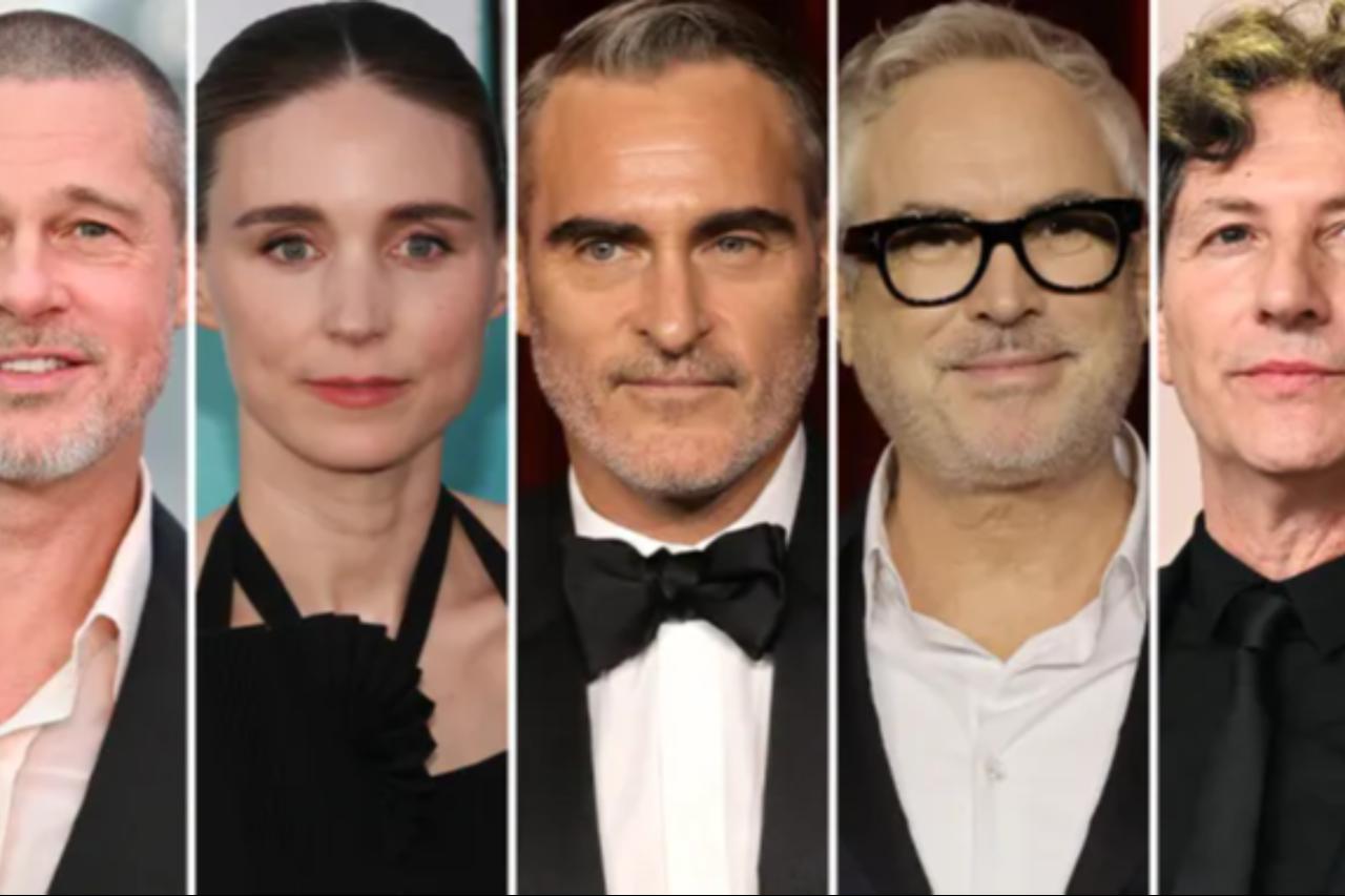 Brad Pitt, Rooney Mara, Joaquin Phoenix, Alfonso Cuarón and Jonathan Glazer (Photo via PMC Media )