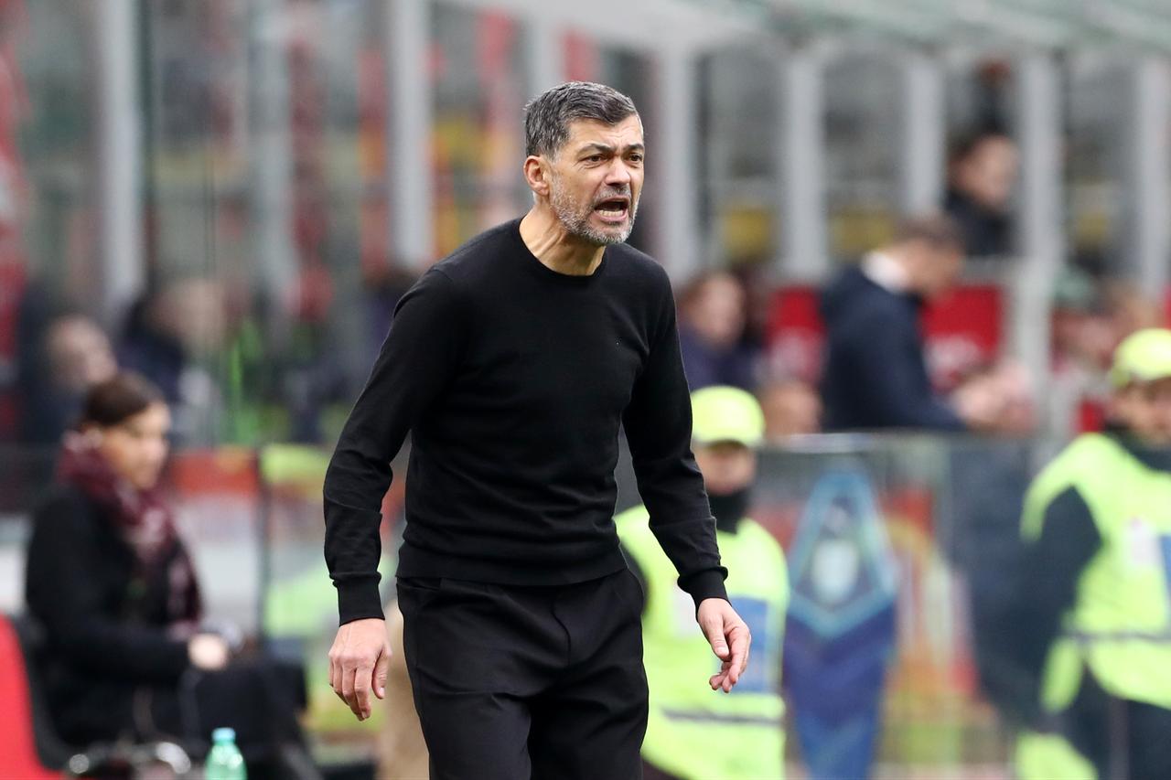Sergio Conceicao, former head coach of AC Milan, reacts during the Serie A match between AC Milan and Parma at Stadio Giuseppe Meazza on Jan. 26, 2025 in Milan, Italy. (Photo via Marco Luzzani)