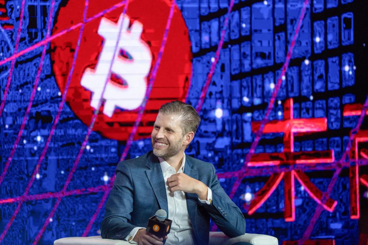 Eric Trump, Executive Vice President of the Trump Organization, gestures at the Bitcoin Asia conference, in Hong Kong, China, August 29, 2025. (AFP Photo)