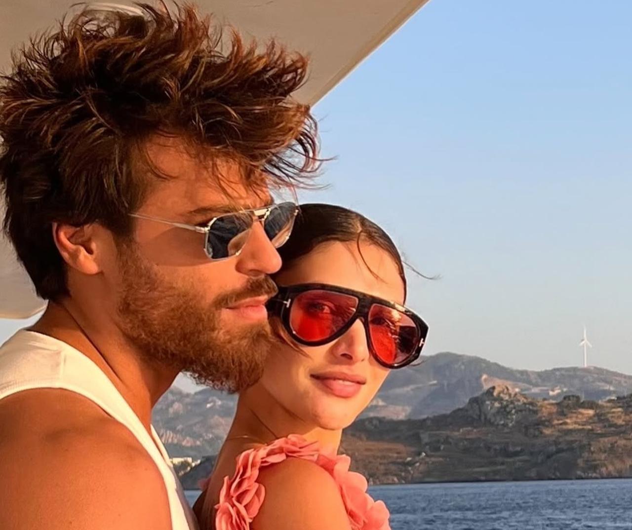 Can Yaman with DJ Sara Bluma on a boat trip, enjoying the sea and summer sun together, July 15, 2025. (Photo via Instagram/@canyaman)