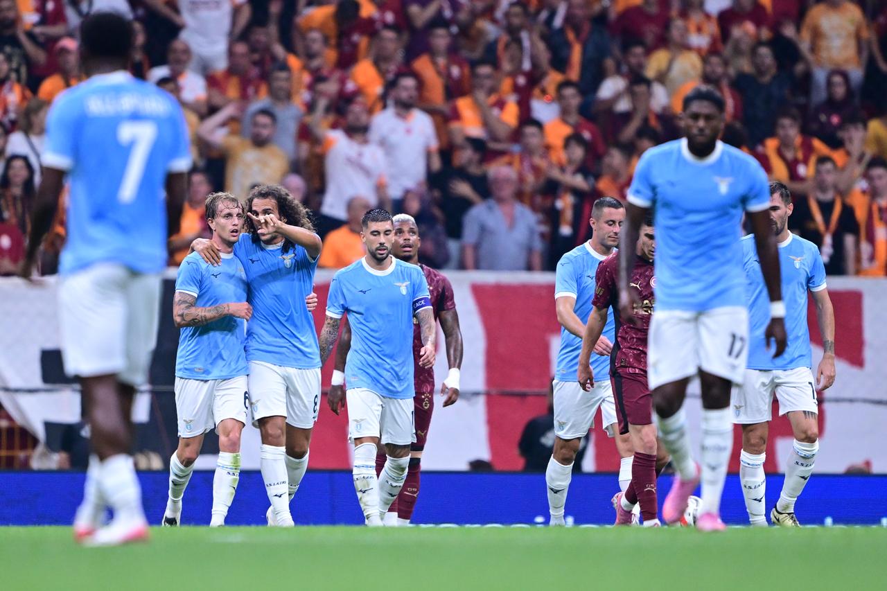 Players of Lazio celebrates after scoring a goal during the friendly pre-season match at RAMS Park in Istanbul, Türkiye on August 2, 2025. (AA Photo)