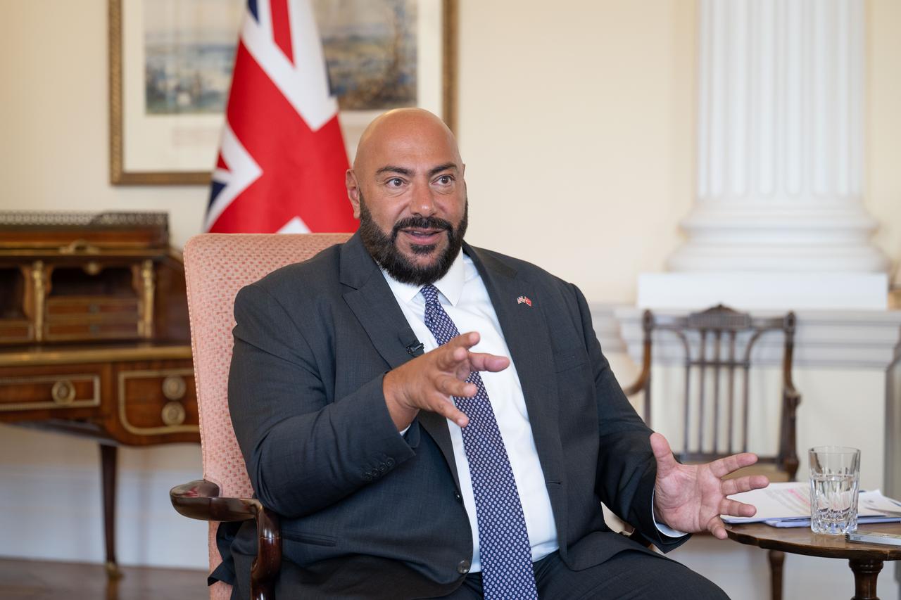 Kenan Poleo, the UK Consul General in Istanbul, speaks to AA correspondent about the planned update of the Free Trade Agreement (FTA) between Türkiye and the United Kingdom, Istanbul, Türkiye, Aug. 3, 2025. (AA Photo)