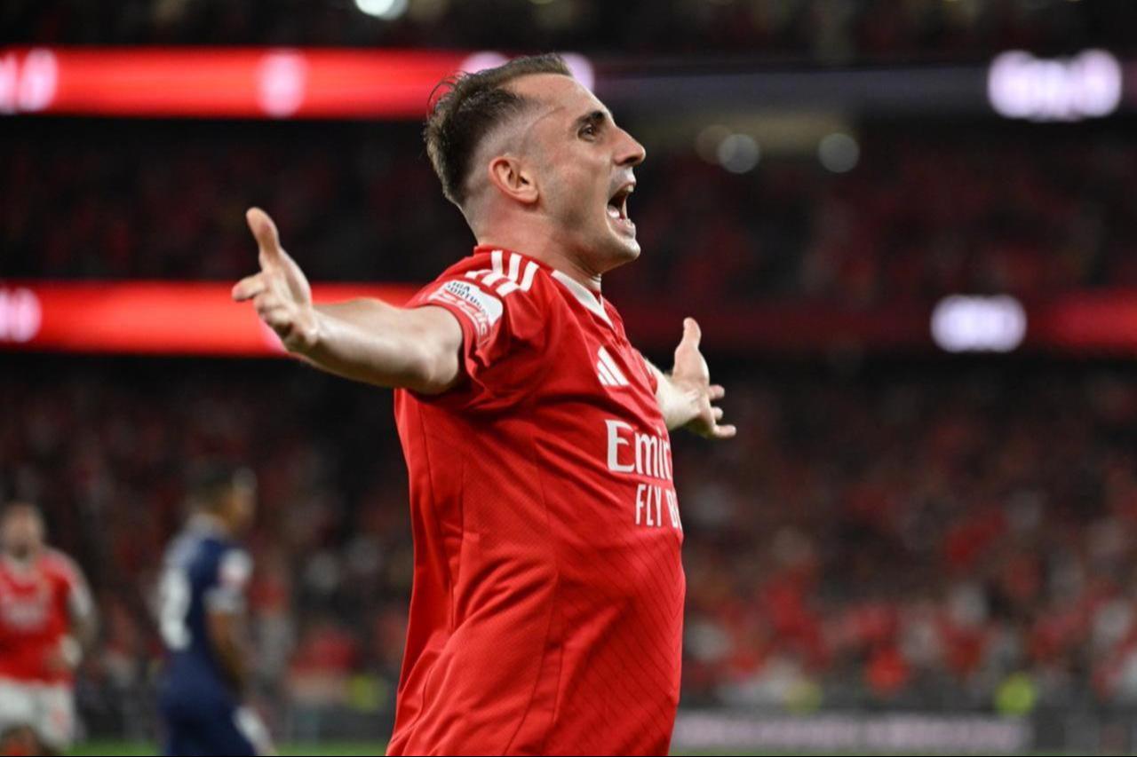 Turkish national footballer Kerem Akturkoglu, who made his debut with Benfica, enjoyed a goal, September 14, 2024. (AA Photo)