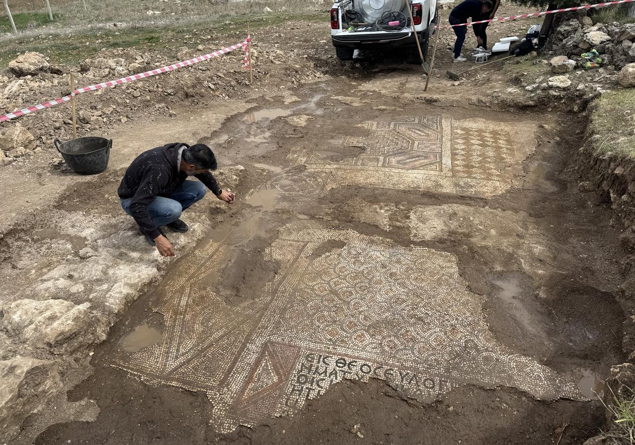 A view of the ancient mosaic discovered in Ergani district of Diyarbakir, Türkiye, Aug. 2, 2025. (AA Photo)