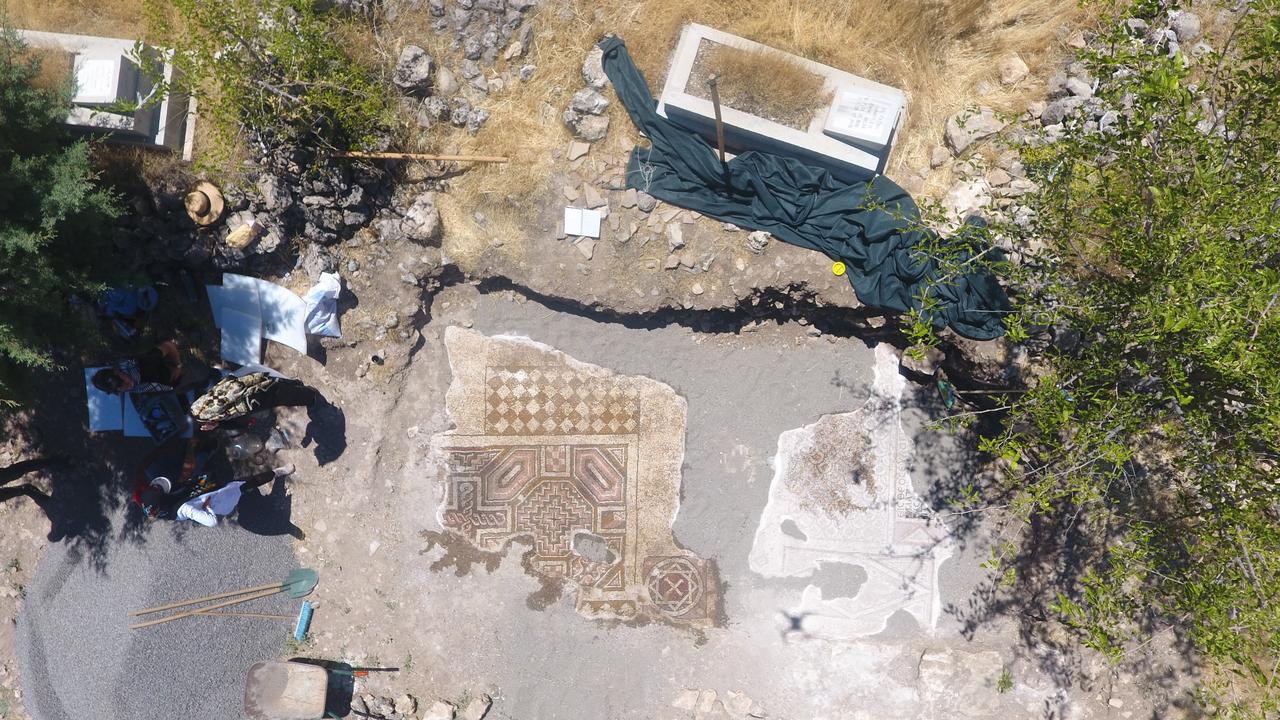 A view of the ancient mosaic discovered in Ergani district of Diyarbakir, Türkiye, August 2, 2025. (AA Photo)