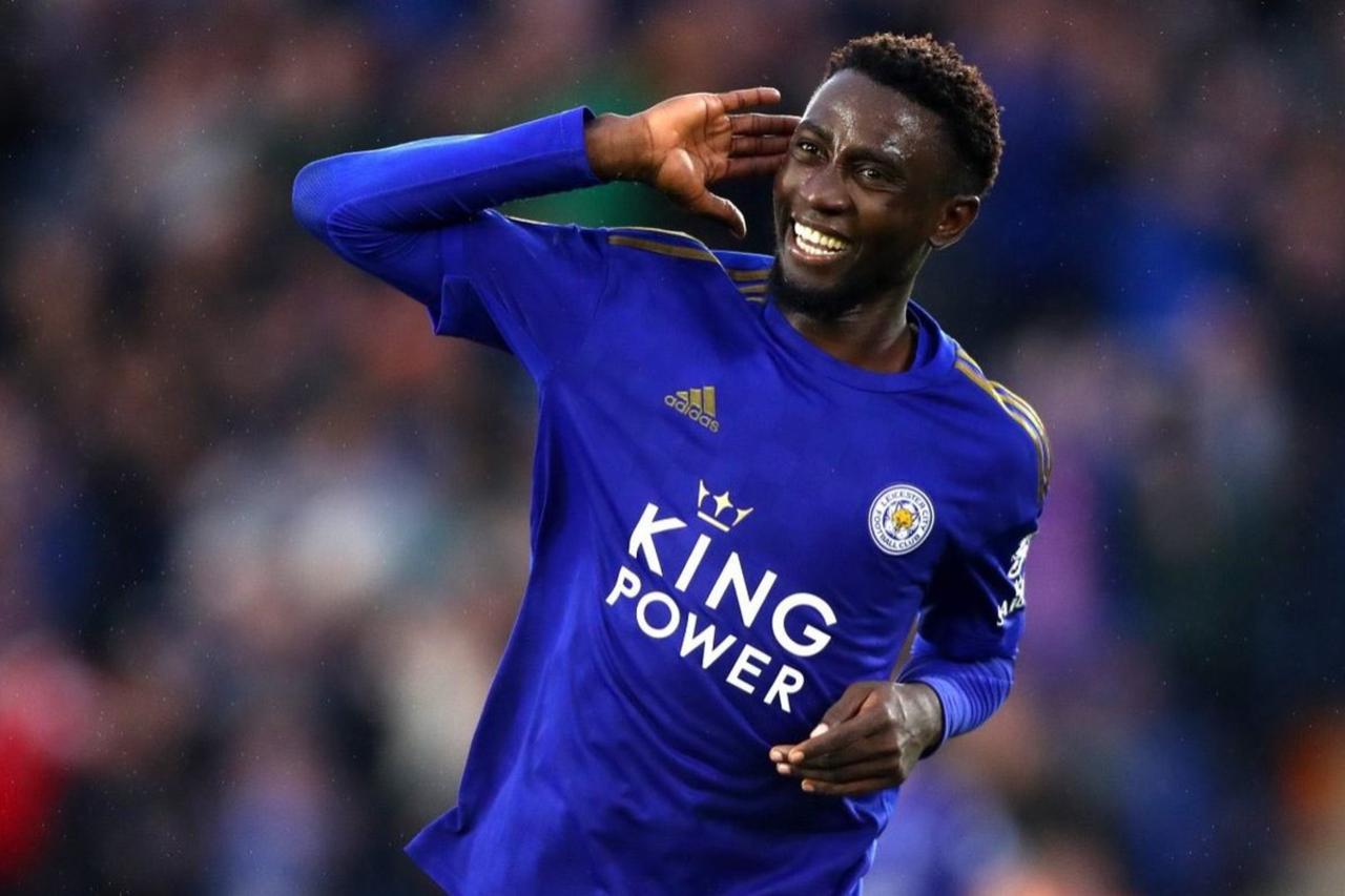 Wilfred Ndidi (25) of Leicester City celebrates after scoring a goal to make it 5-0 during the Premier League match between Leicester City and Newcastle United at the King Power Stadium, Leicester on Sunday 29th September 2019. (AFP Photo)