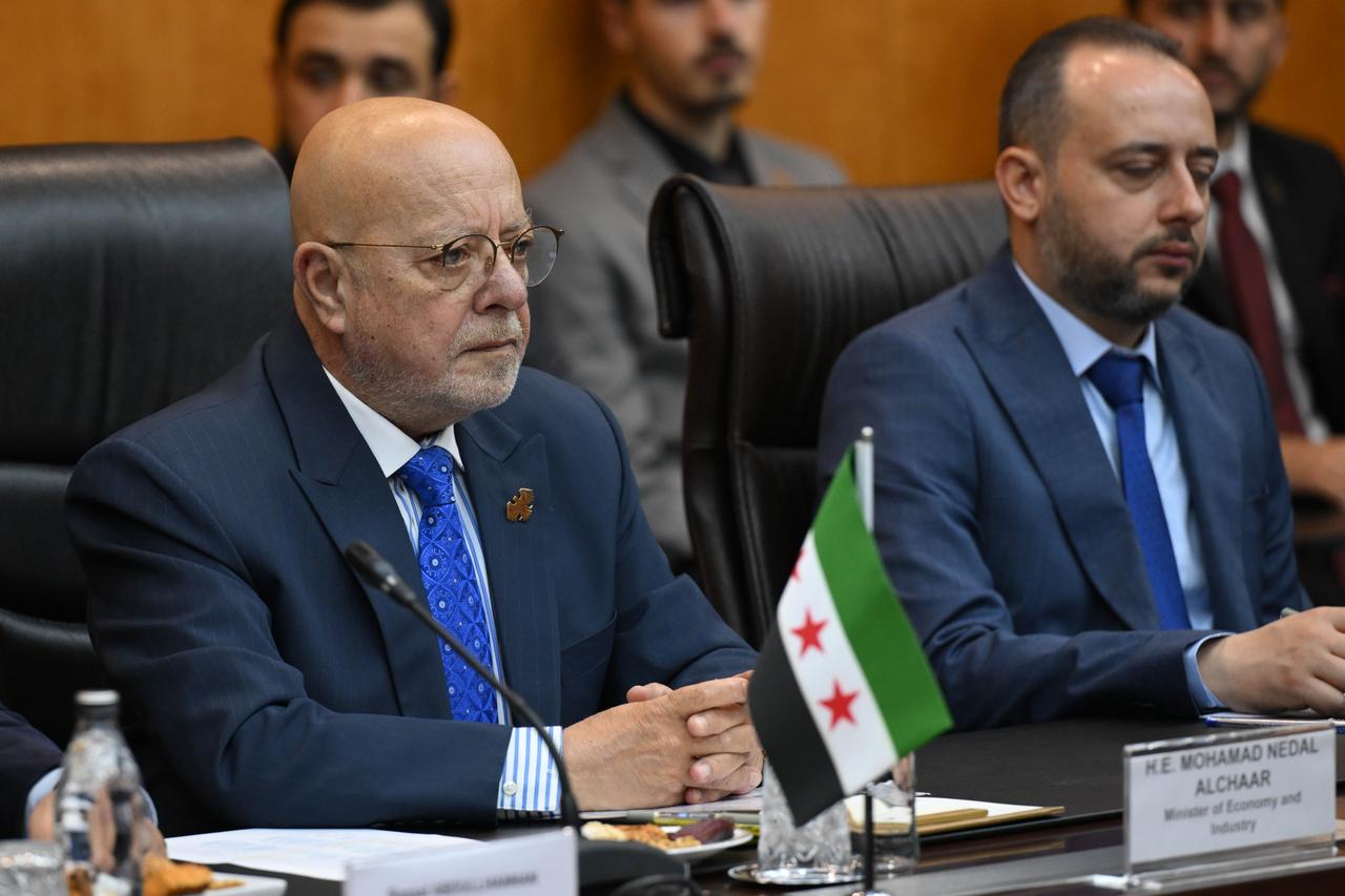 Syrian Minister of Economy and Industry Nidal Shaar attend the signing ceremony of the Founding Protocol of the Türkiye-Syria Joint Economic and Trade Committee (JETCO) in Ankara on August 5, 2025. (AA Photo)