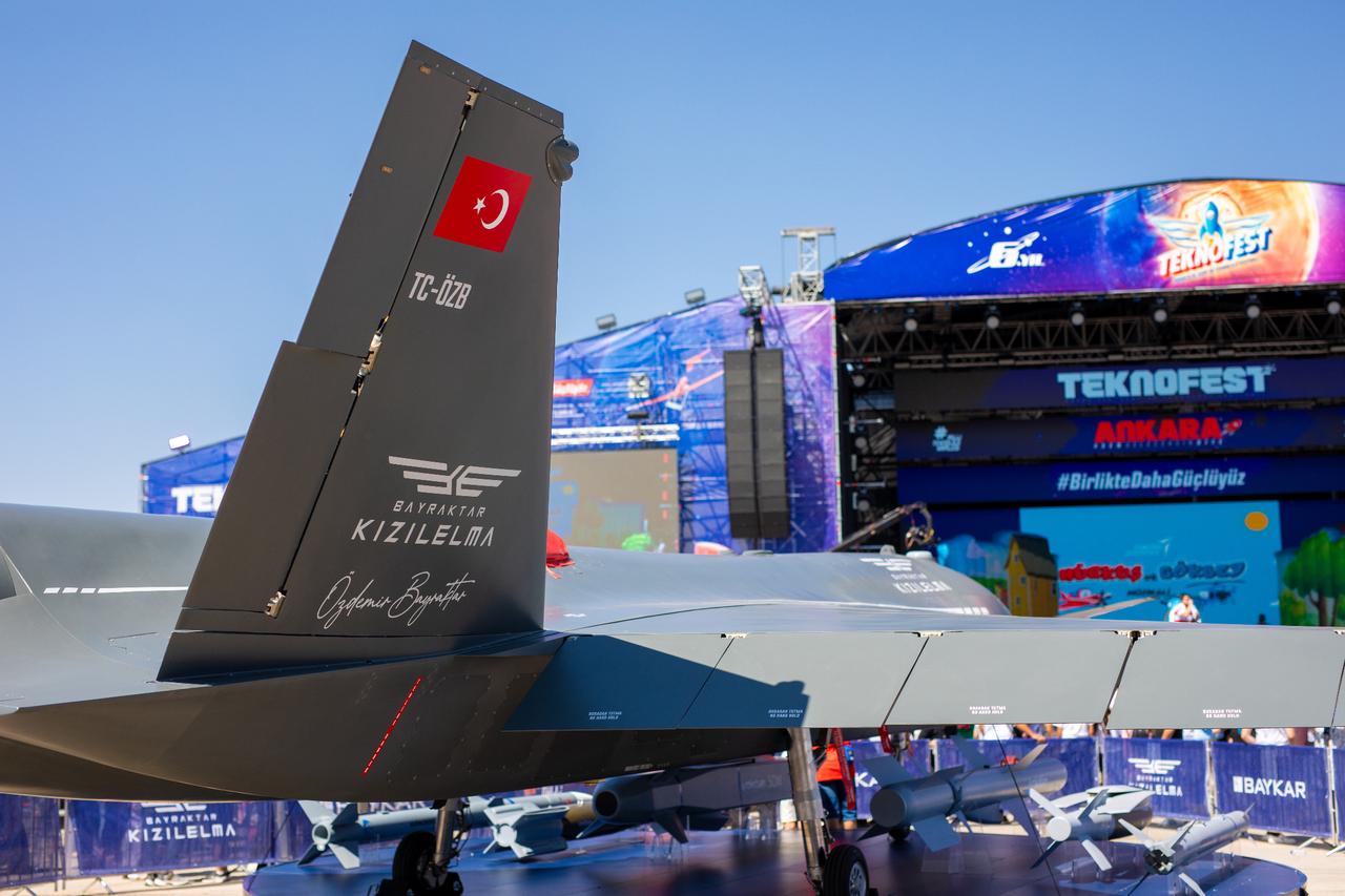 Bayraktar Kizilelma, a jet-powered unmanned combat aerial vehicle developed by Turkish defense company Baykar, is exhibited at Teknofest, Türkiye’s largest aerospace and technology festival, held in Ankara, Türkiye, August 30, 2023. (Adobe Stock Photo)
