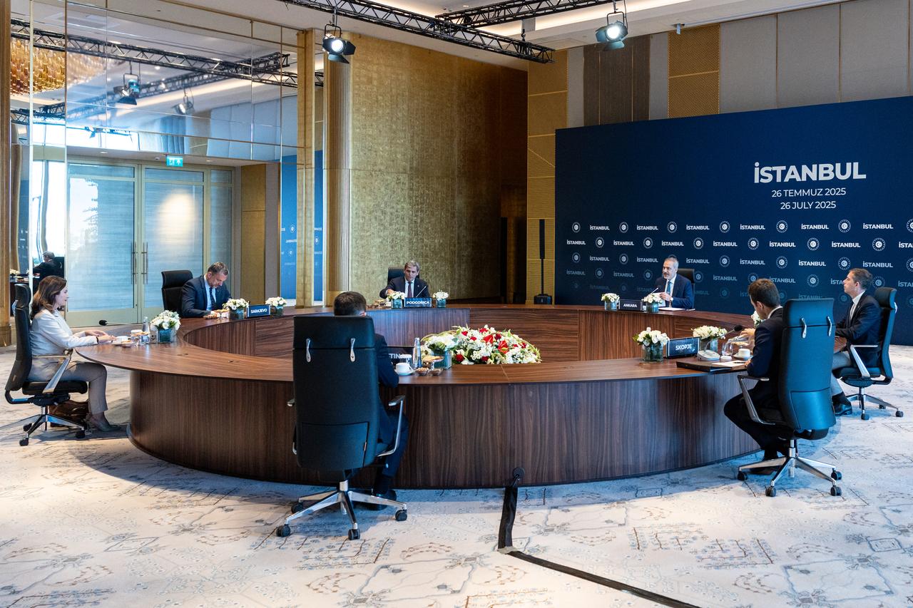 Turkish Foreign Minister Hakan Fidan hosts the inaugural meeting of the Balkan Peace Platform in Istanbul, Türkiye on July 26, 2025. (AA Photo)