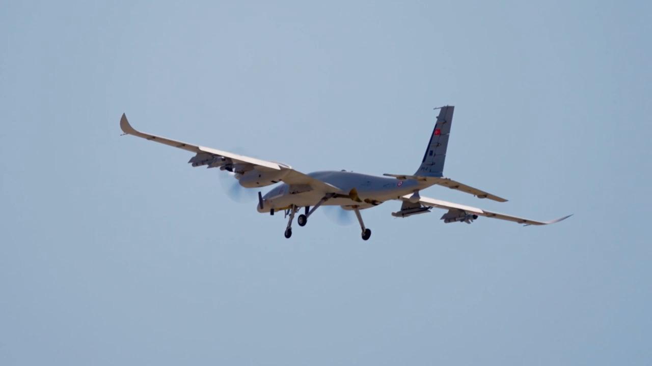 Roketsan's EREN high-speed multi-purpose loitering munition and ALPAGUT smart loitering munition system during its test from Bayraktar Akinci UCAV on 7 August, 2025. (Photo via Baykar)