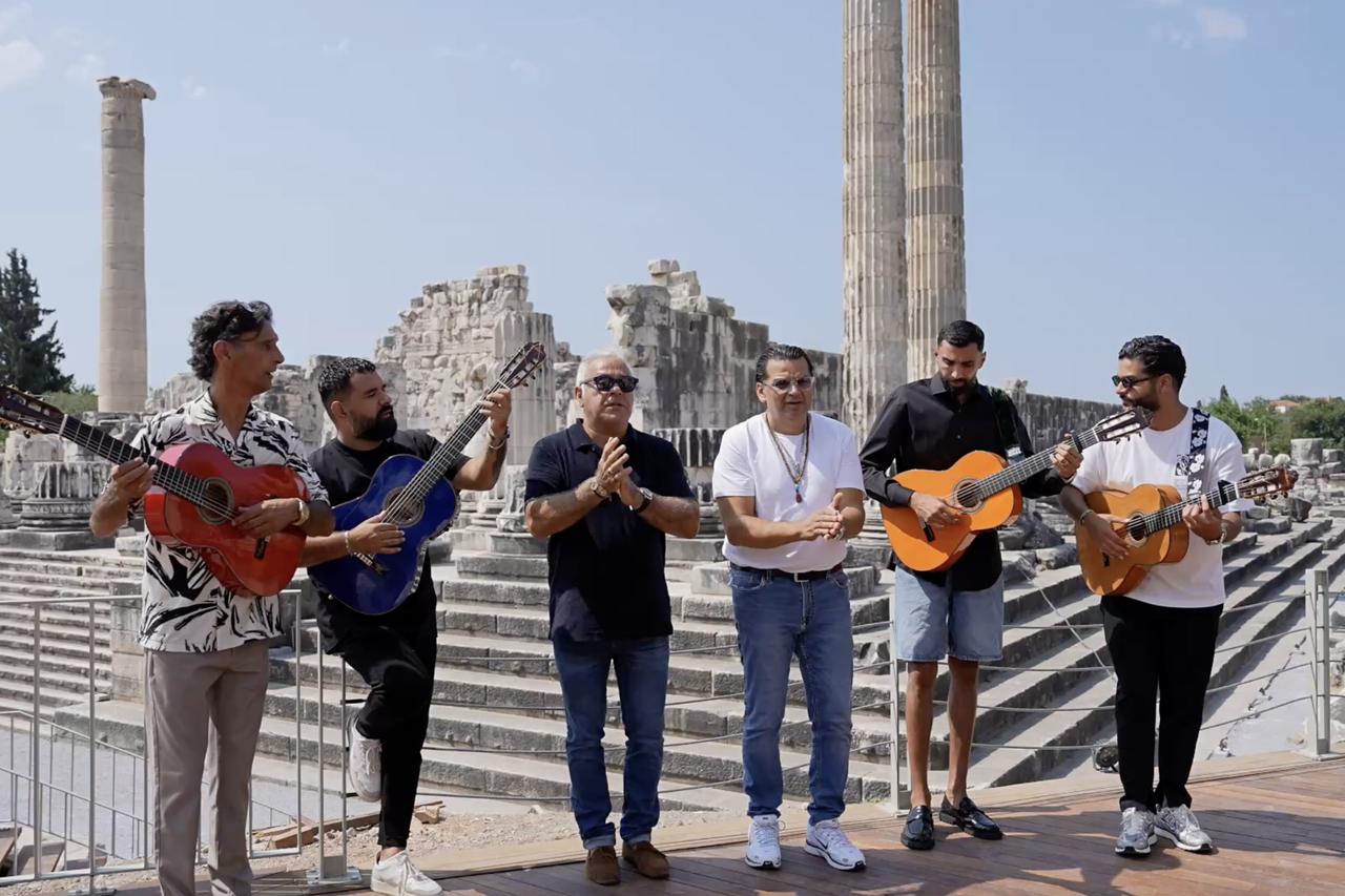 Grammy-winning group Gipsy Kings by Andre Reyes filmed a music video at the Temple of Apollo in Didim, Aydin, Türkiye, August 6, 2025. (AA Photo)