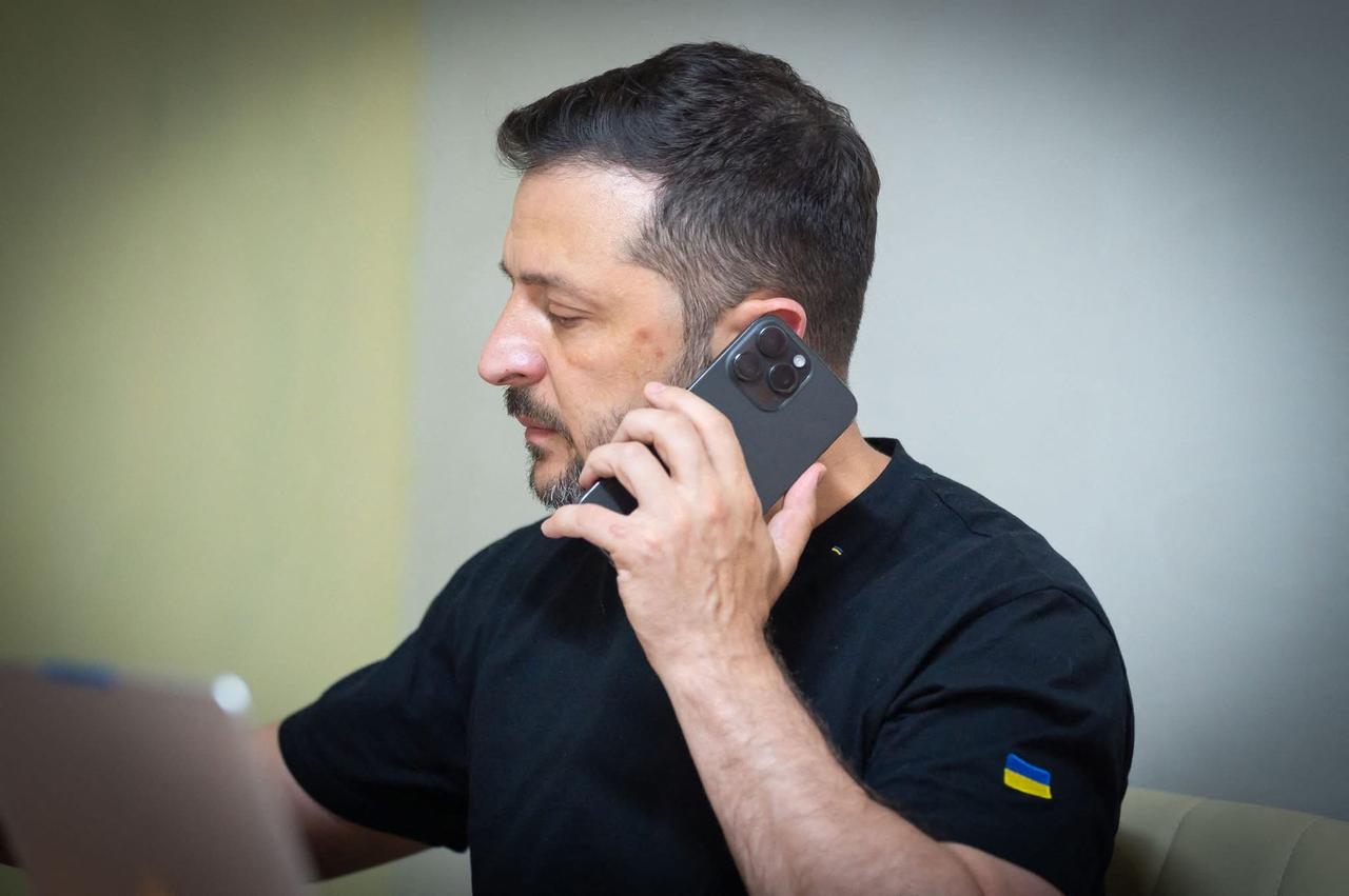 Ukraine's President Volodymyr Zelensky during a phone call with US President Donald Trump after visiting Sumy region on August 6, 2025. (Photo by Handout/Ukrainian Presidential Press Service/AFP)