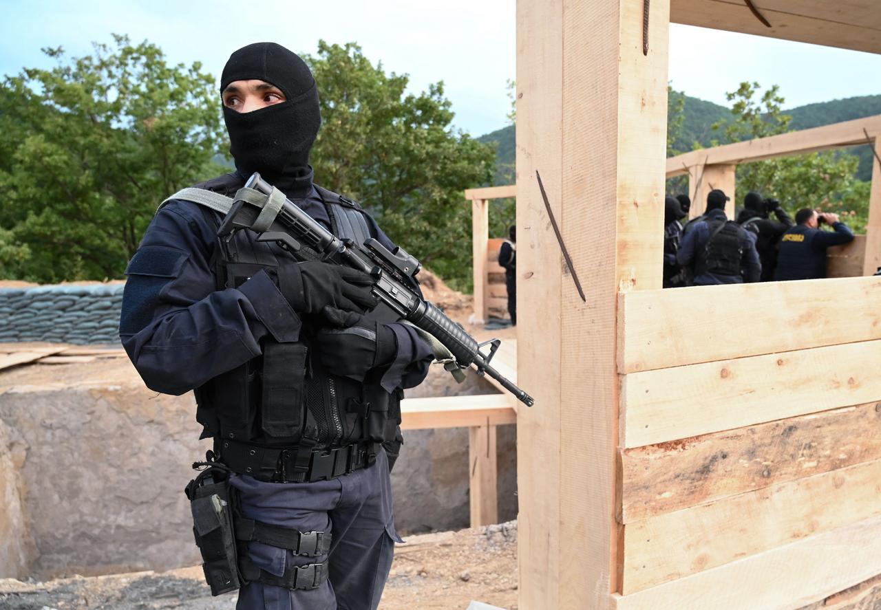 Georgian special police patrol the Georgian-South Ossetian border at a checkpoint in the Kvemo Kartli region, about 75 miles outside the capital Tbilisi on August 30, 2019. (AFP Photo)
