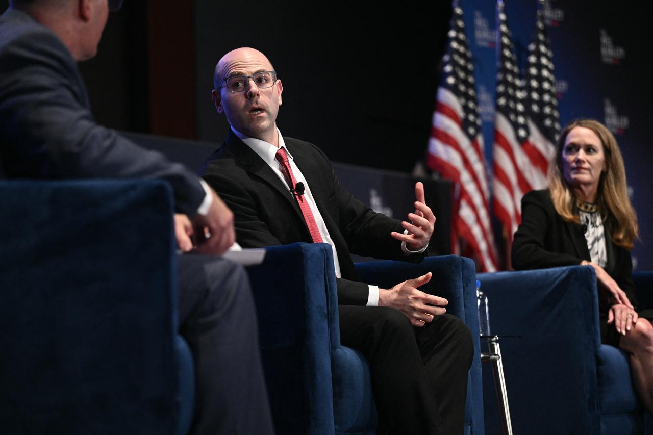 Chair of the Council of Economic Advisers, Stephen Miran (C), speaks during the Hill & Valley Forum at the U.S. Capitol Visitor Center Auditorium in Washington, DC, April 30, 2025. (AFP Photo)