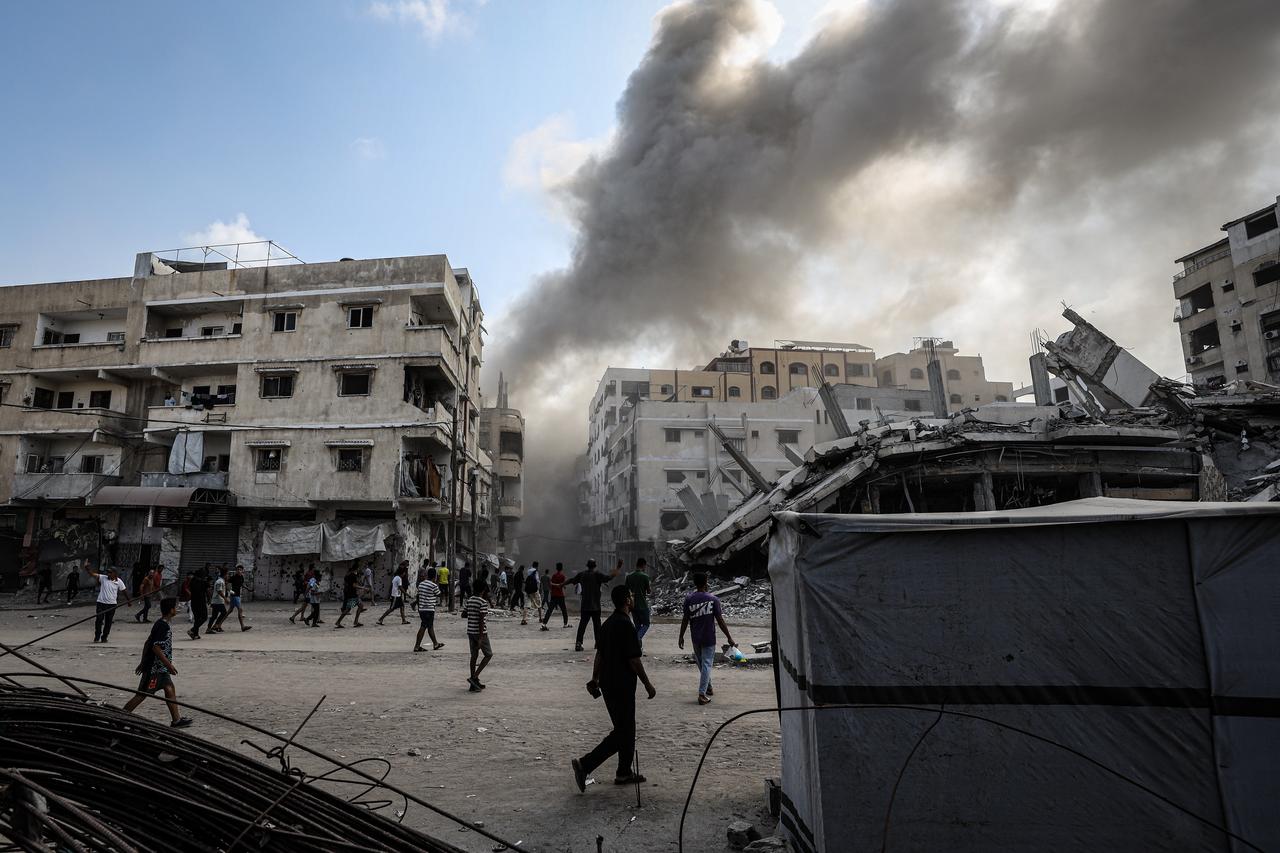 Smoke rises after Israel targeted the area near Abbas Junction in western Gaza City, Gaza on August 08, 2025. (AA Photo)