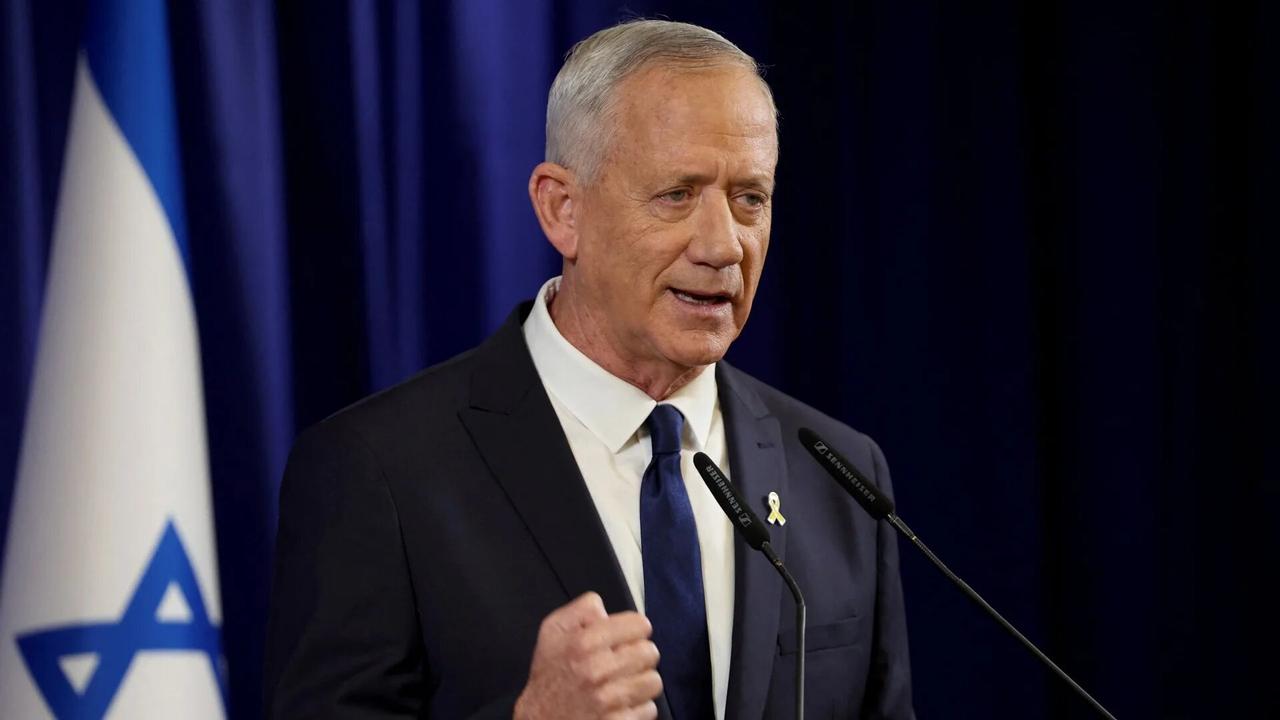 Benny Gantz announces his resignation during a televised address in the Israeli city of Ramat Gan on 9 June, 2024. (AFP Photo)